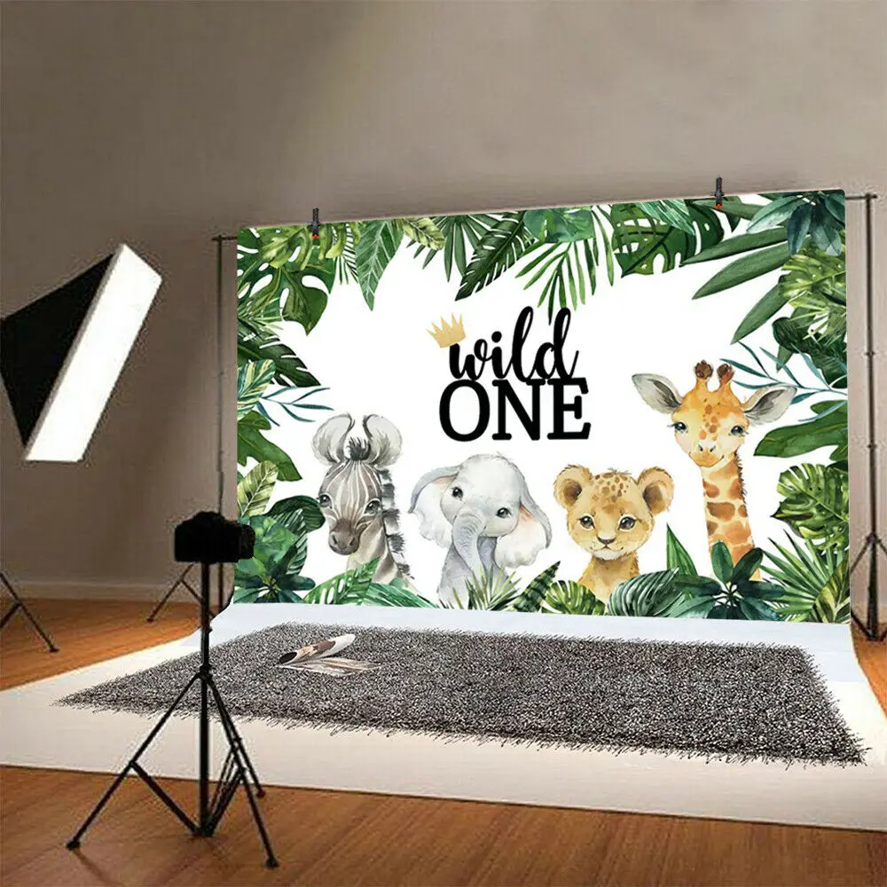 Фон для фотосъемки с изображением животных сафари дикого льва слона днем