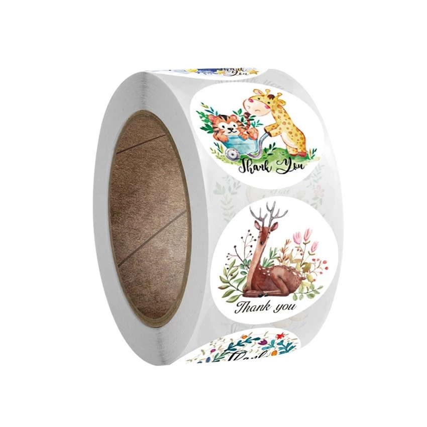 Милые наклейки 100-500 шт. в виде животных спасибо кролик слон Подарочный декор