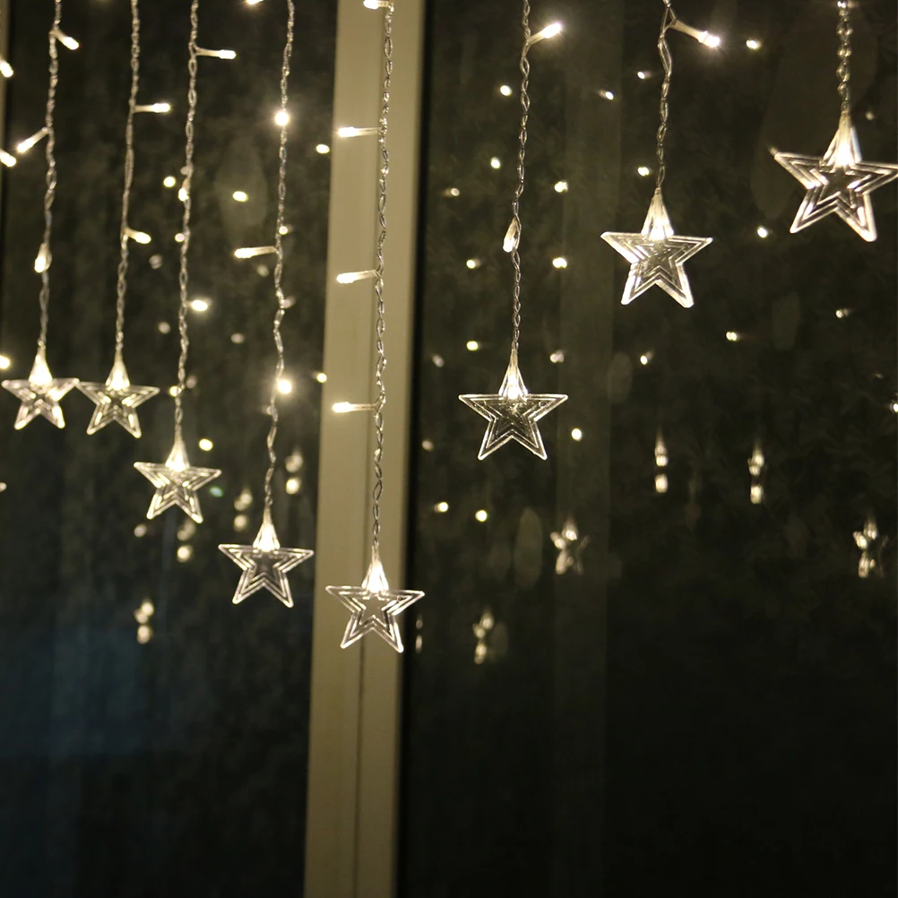 

3.5m LED Star Curtain String Lights Fairy Garland Lights 8Modes Star Shaped Decorative Light For Home Holiday Party String Light