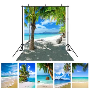 Виниловый фон для фотосъемки с изображением морского пляжа пальмы