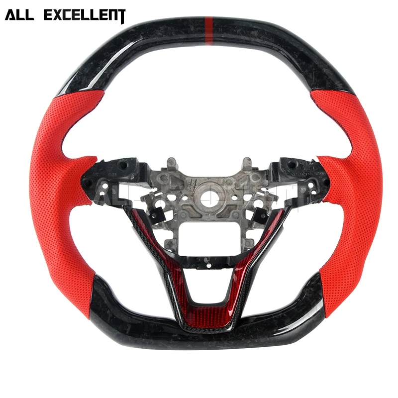 

Custom forged carbon fiber and red perforated leather suitable for Honda ten generation Accord steering wheel