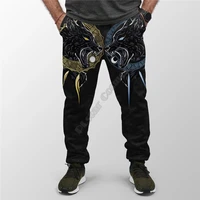 viking style jogger hati and skoll tattoo men for women 3d all over printed joggers pants hip hop sweatpants