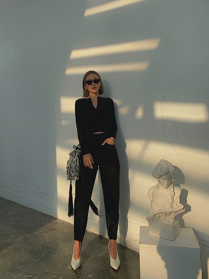 2019 Новая мода Женская одежда прямые джинсы осенние свободные девять брюки для