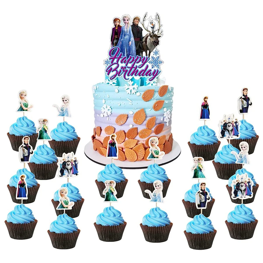 6 шт. топперы для торта Холодное сердце товары флаг девочек украшение дня