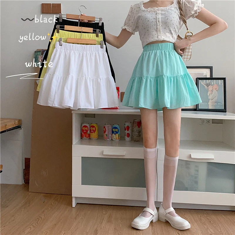 

Skirt Temperament White Stitching Half-length Skirt Female Summer New Korean Style High Waist Slim Casual A-line Short Skirt