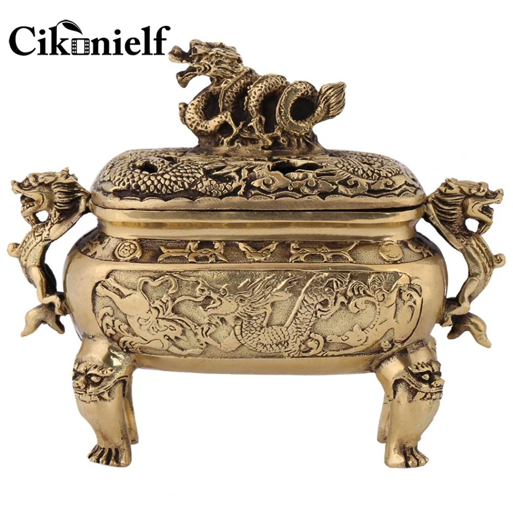Cikonielf прямоугольная курильница бронзовая медная мебельная для декора древнего