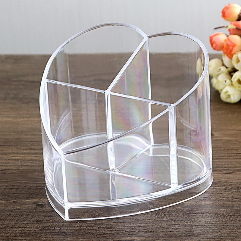 

Free Shipping Makeup Brush Storage Box Heart Shape Organizer Holder Lipstick Container Pencil Jewelry Cosmetic Nail Polish Stand