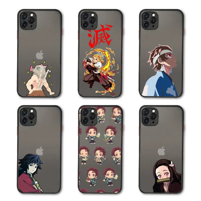 

Demon Slayer Phone Case Matte Transparent for iPhone 7 8 11 12 s mini pro X XS XR MAX Plus Clear mobile bag