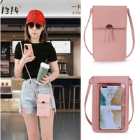 2021 bag for women touch screen cell phone purse smartphone wallet shoulder strap handbag pu leather casual solid crossbody bags