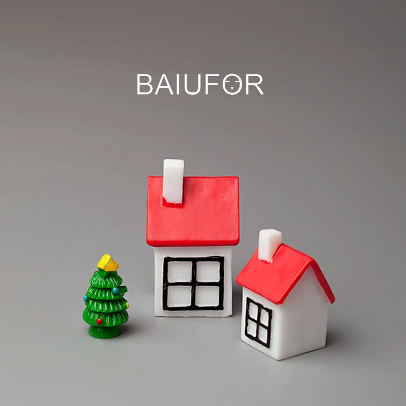 set 4 BAIUFOR миниатюрный Рождественский Снежный домик милые конфеты цветные вилла Террариум статуэтки мини-Сказочный Сад миниатюры домашние поделки - Цвет: set 4