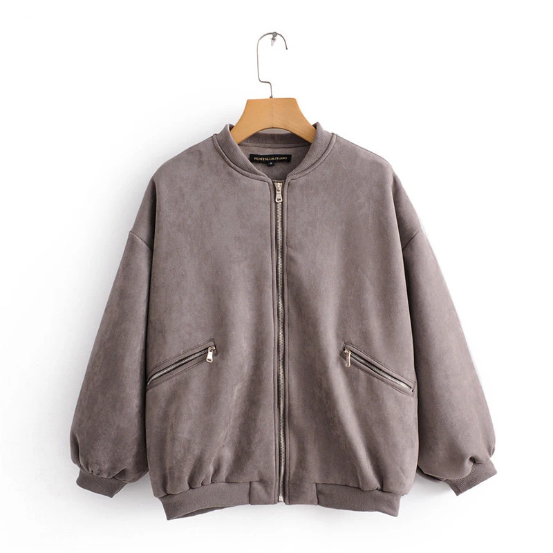 Женская замшевая куртка-бомбер винтажная Черная куртка большого размера в