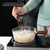 400ml600ml transparen glass milk pot cooking porridge pot household open fire kitchen cookware clay pot with wooden handle
