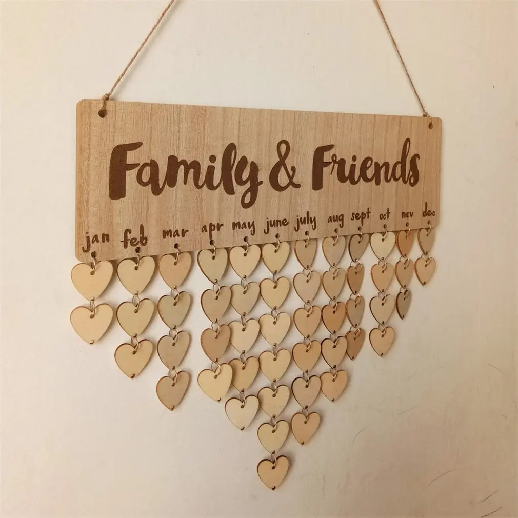 Прекрасный подвесной орнамент доска с днями рождения Lowercase буквы натуральное