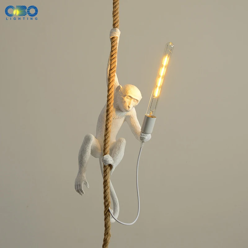 Полимерная Подвесная лампа в виде обезьяны черная/белая Современная