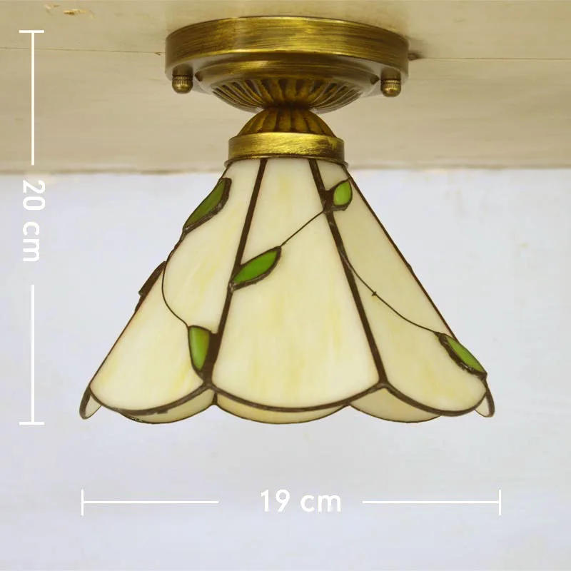 

Home Tiffany Ceiling Light Stained Glass Leaf Pattern Country Style Bedroom Bedroom Entrance balcony Aisle Decor Luminaire