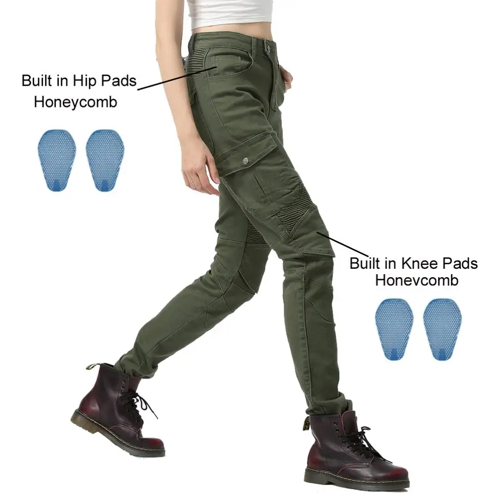 Байкерские джинсы для женщин мотоциклетные штаны верховой езды 4 X съемные