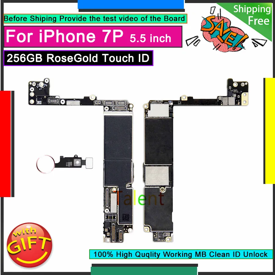 Для IPhone 7 Plus материнская плата 256 ГБ RoseGold Touch ID Кнопка Домой разблокировка