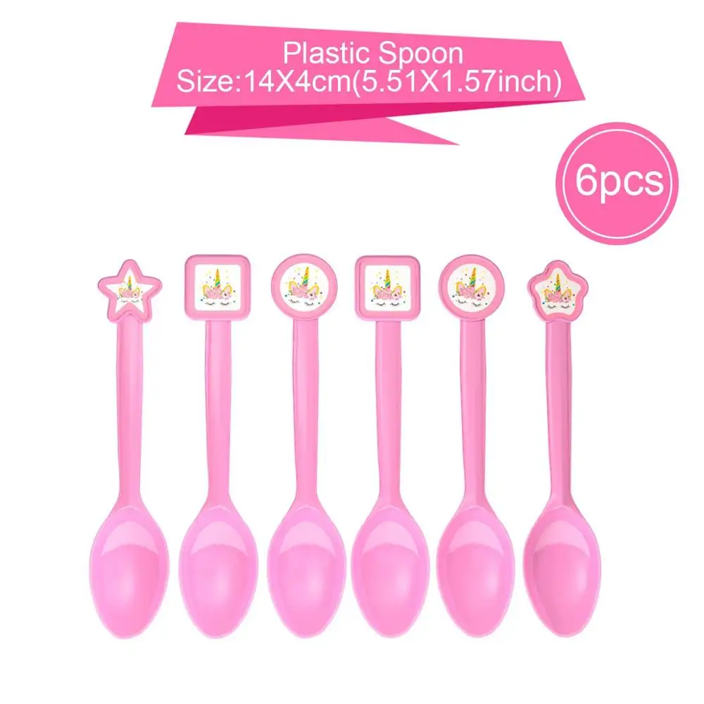 Plastic Spoon Большой единорог Шар С Днем Рождения шар Единорог День Рождения Декор детские праздничные шарики с единорогом воздушный шар из фольги гигантский шар - Цвет: Plastic Spoon