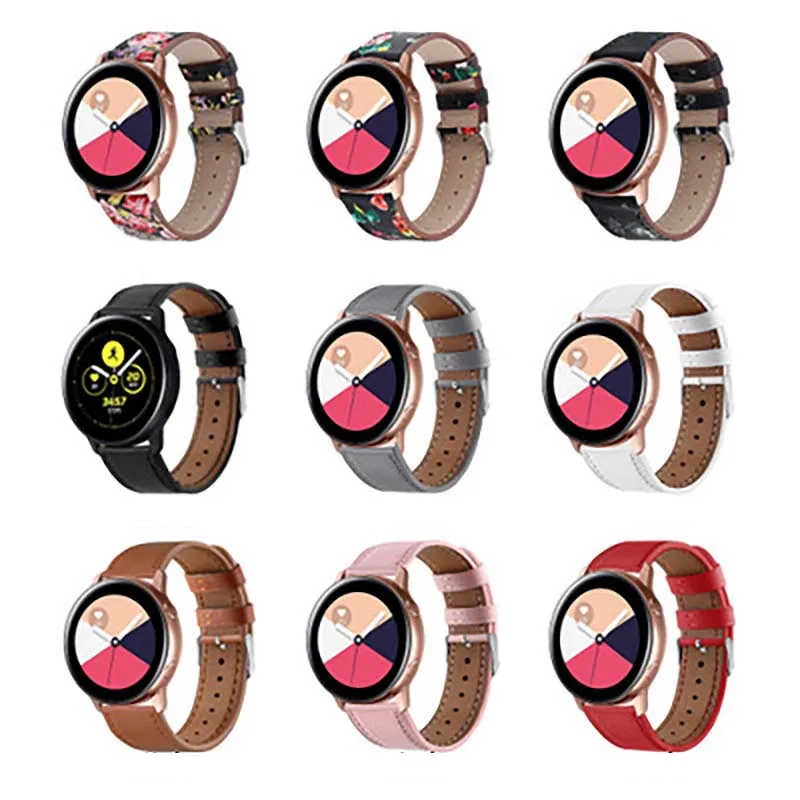 

22/20mm smart watch straps leather strap for Samsung Galaxy Watch Active Wristband for men women Universal