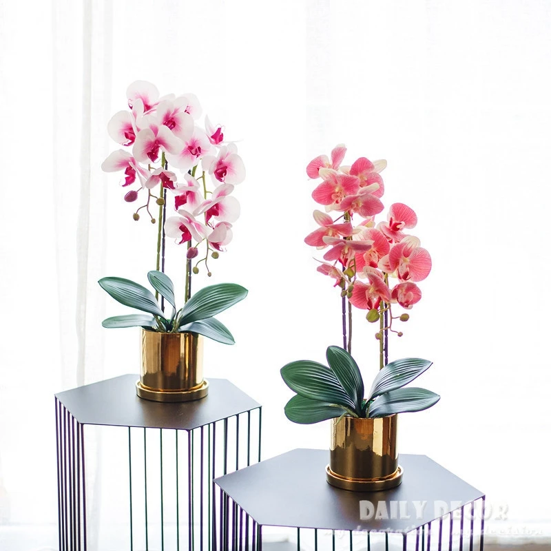 Реалистичные на ощупь/войлочные искусственные орхидеи цветочные горшки ручной
