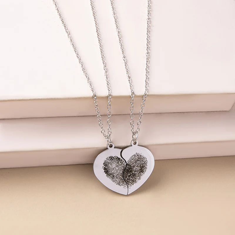 2 шт./компл. креативное ожерелье с идентификацией отпечатков пальцев в стиле