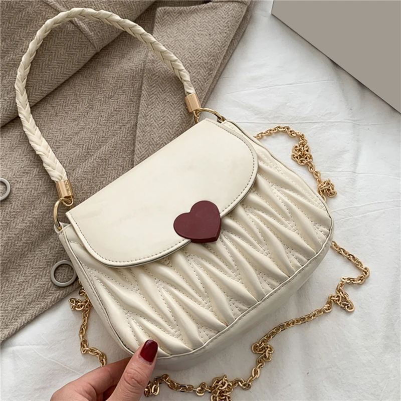 

Fashion Ruched Shoulder Bags For Women 2021 New Chain Strap Crossbody Bags Luxury Ladies Handbags Designer Armpit Bag