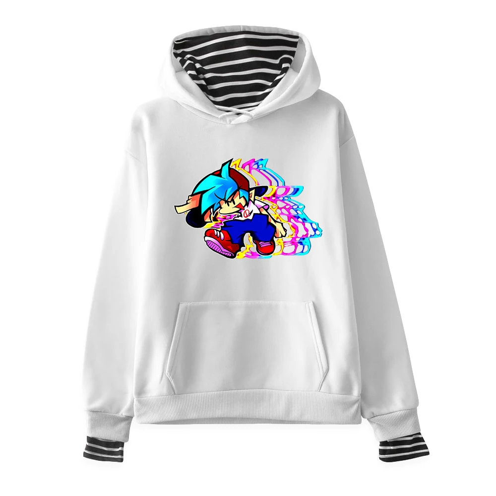 

Friday Night Funkin printing Fake Two Piece girls Hoodies Women/Mens Long Sleeve Hooded spring Sweatshirt loose tops