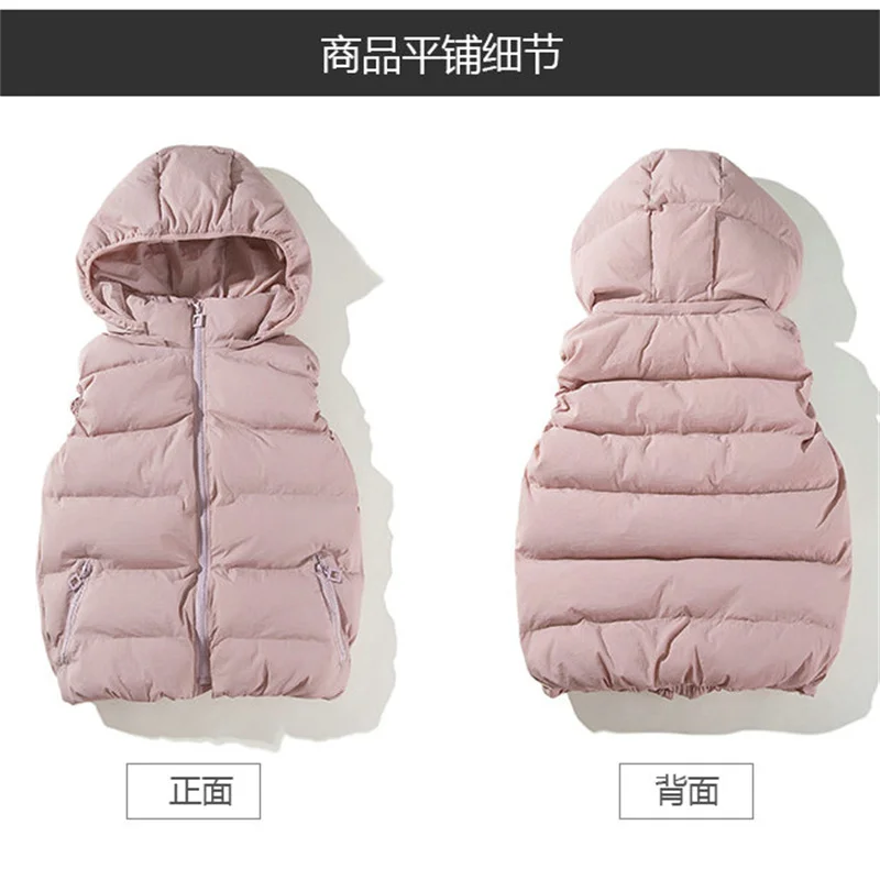 Жилетка женская черная блестящая с капюшоном без рукавов | Женская одежда