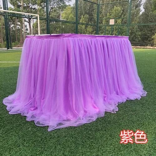 purple 1 м разноцветный тюль, юбка-пачка для стола, фатиновая посуда для свадебного украшения, для вечеринки в честь рождения ребенка, вечерние, свадебные, домашний текстиль, для дня рождения - Цвет: purple