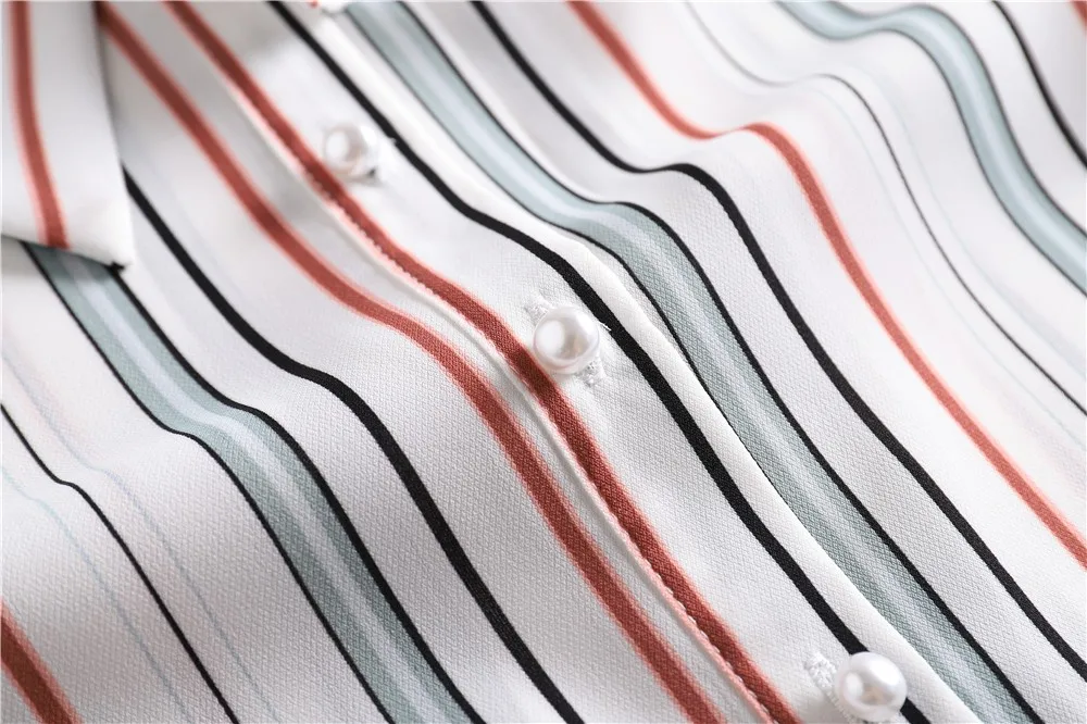 

Lauri Laki Bow Tie Chiffon Office Blouse Women Vintage Stripe Shirt Femme Plus Size Work Wear Elegant Blouse Autumn 2020 Tops