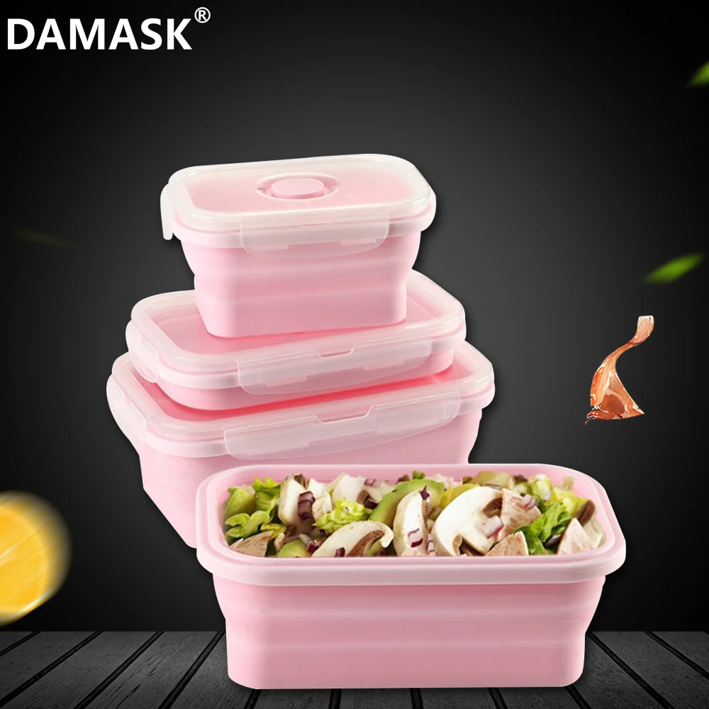 Силиконовый складной контейнер для еды 4 шт. портативный микроволновки хранения