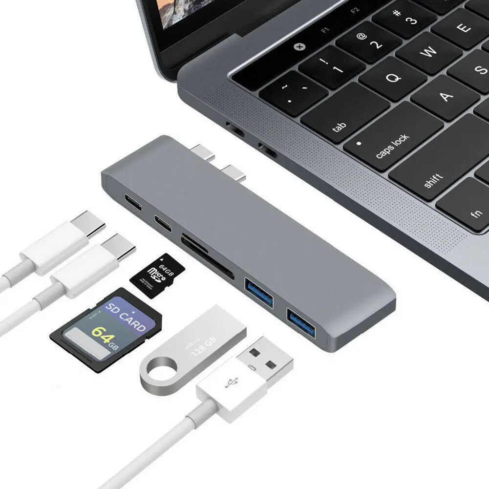 

6 в 1 Type-C USB C к USB 3,0 SD TF кардридер Адаптер Hub для Macbook Pro
