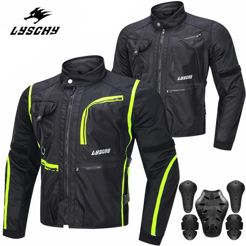 

Lyschy 3D Mesh Breathable Motorcycle Jacket Summer Men Armor Clothing Cycling Protect Gear Motocross Racing Jacket CE Protector