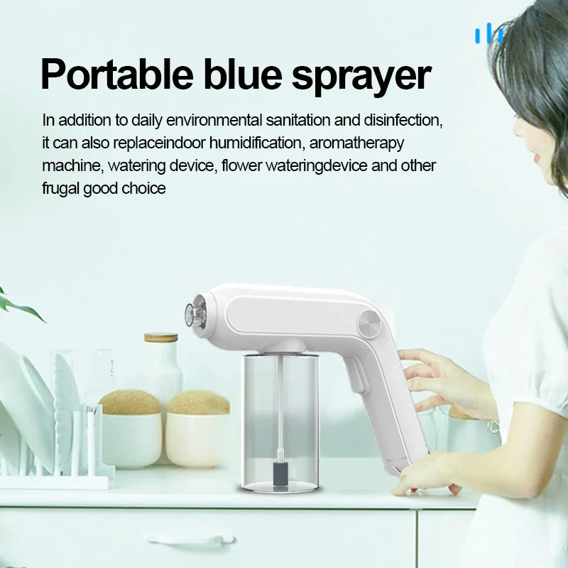 

Wireless Disinfection Spray Handheld Portable USB Rechargeable Nano Atomizer Home Purple Light Sterilization Spray 300ml