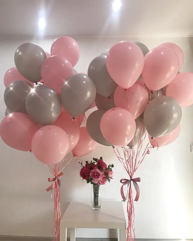pink gray 50 шт./лот Новинка популярные 10 дюймов серый шар разноцветные матовые латексные ксенон надувные для свадьбы День рождения декоративные шары - Цвет: pink gray