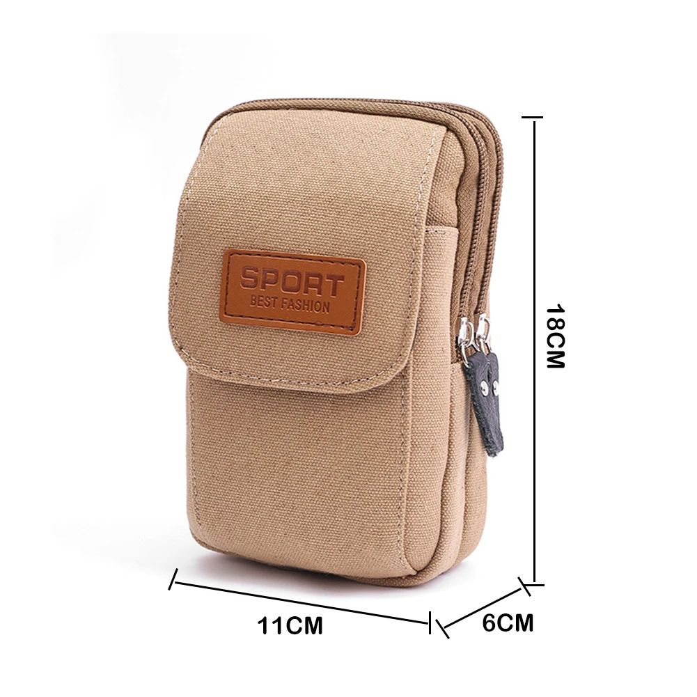 

Men Canvas Waist Bags Middle Aged Casual Classic Texture Creative Design Fashion Outdoor Phone Purse Belt Bum Pouch