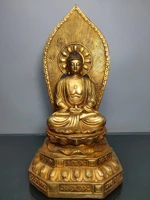 14chinese temple collection old bronze gilt shakyamuni medicine buddha backlit sitting buddha enshrine the buddha