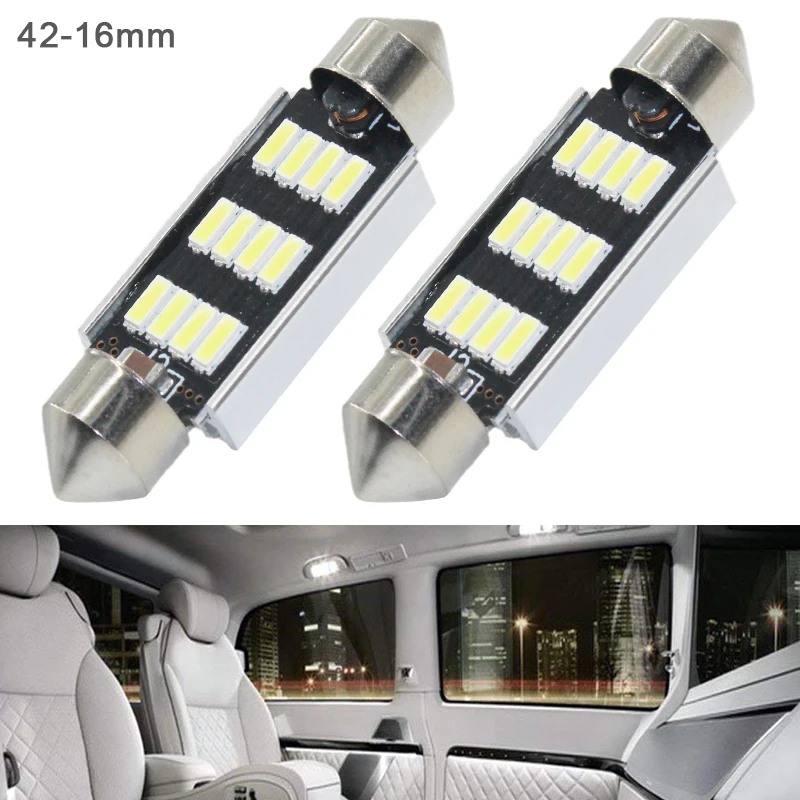 

2 Pcs 42mm 6000K White Super Bright 5730 SMD Error Free Festoon LED Bulbs Auto Interior Dome Lamp 1600LM Car Styling Light