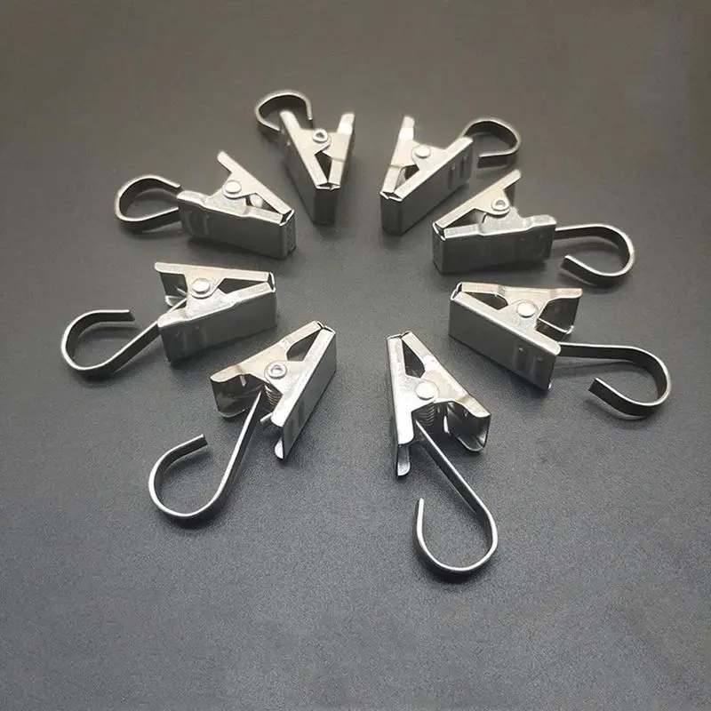 100 Pack Stainless Steel Heavy-Duty Shower Curtain Clip with Hook String Party Lights Hanger Wire Holder for Photos Bedroom Ba | Дом и сад