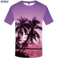 kyku coconut tree shirt men printed tshirt funny t shirts 3d tshirt purple hip hop t shirt harajuku mens clothing short sleeve