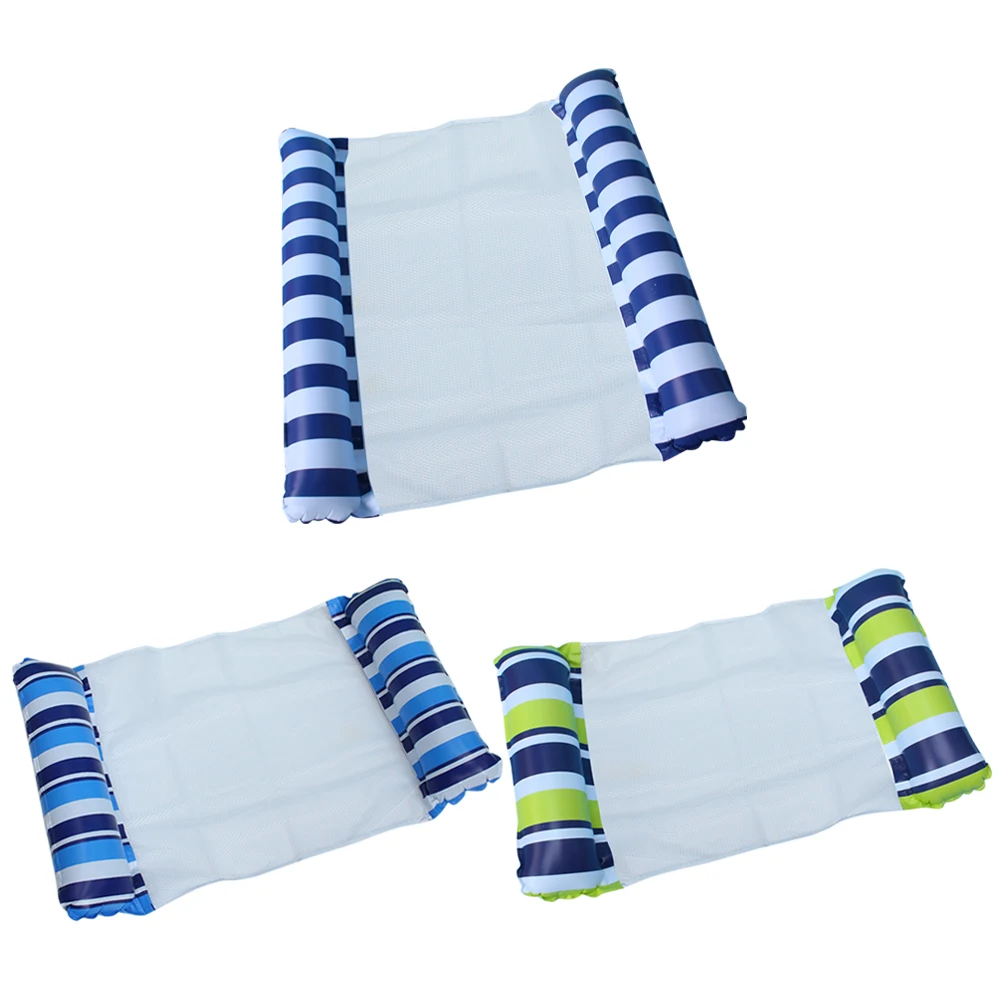 

PVC Water Hammock Recliner Stripe Mesh Inflatable Floating Bed Air Mattress for Summer Swimming Pool Water Amusement