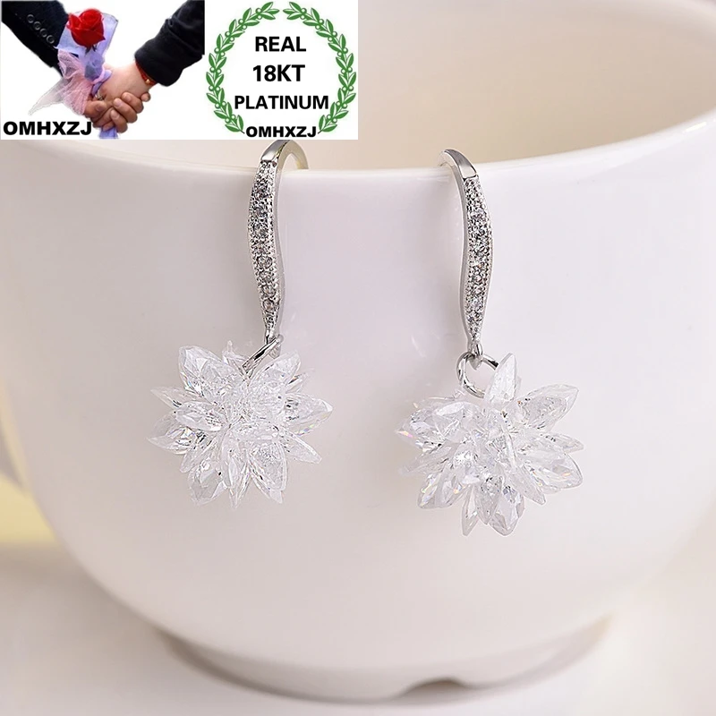 Оптовая продажа европейские модные женские серьги OMHXZJ из белого золота 18 карат с