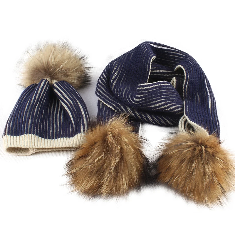 Шапка и шарф зимний детский комплект из двух предметов шерстяная вязаная шапка