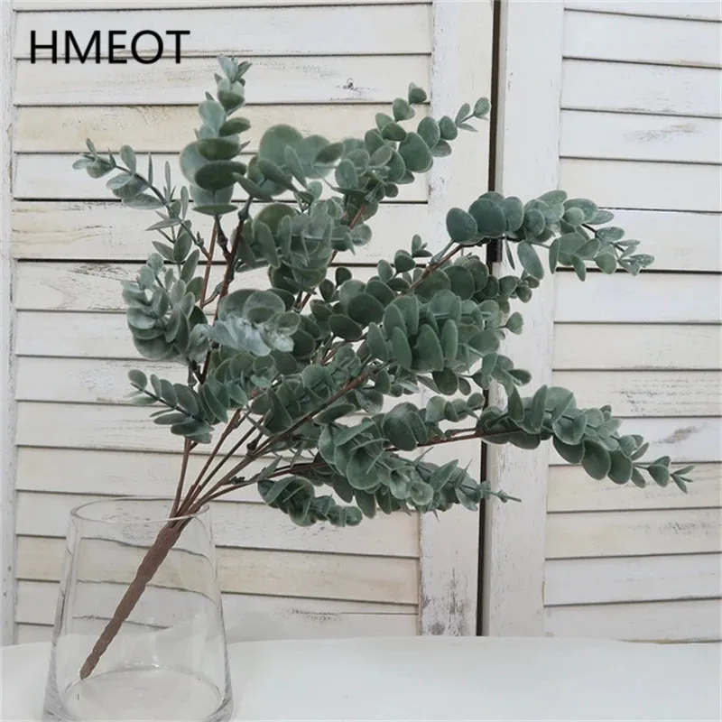 

45cm Nordic Wind Artificial Plants Bunch Eucalyptus Money Leaf Home Wedding Deco Flower Arrangement Photography Props Gray Green