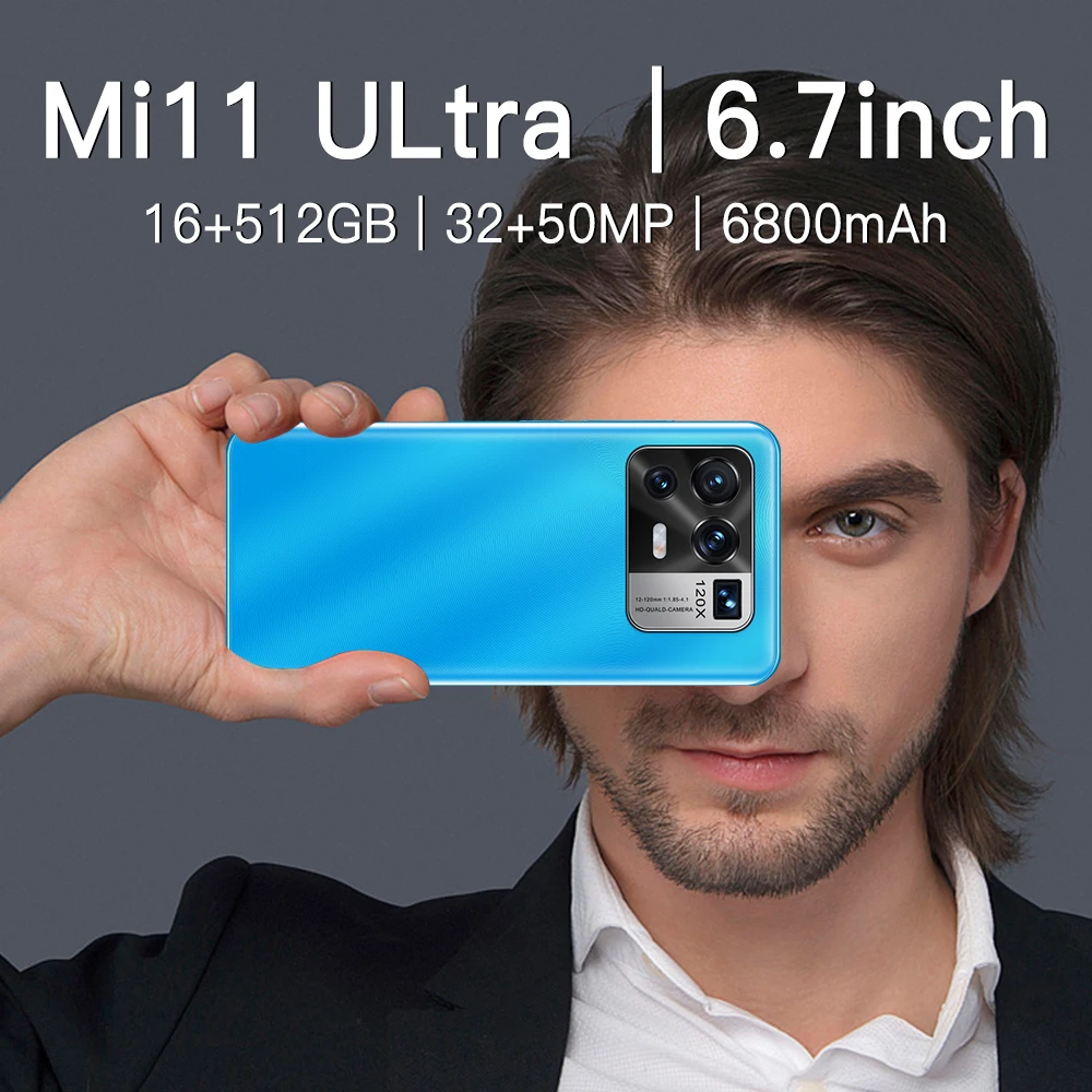 Mi11 Ultra-tel&eacute;fono inteligente desbloqueado, versi&oacute;n Global, pantalla HD de 6,7 pulgadas, 16 + 512G, 6800mAh, 32 + 50MP, 5G, Android-5