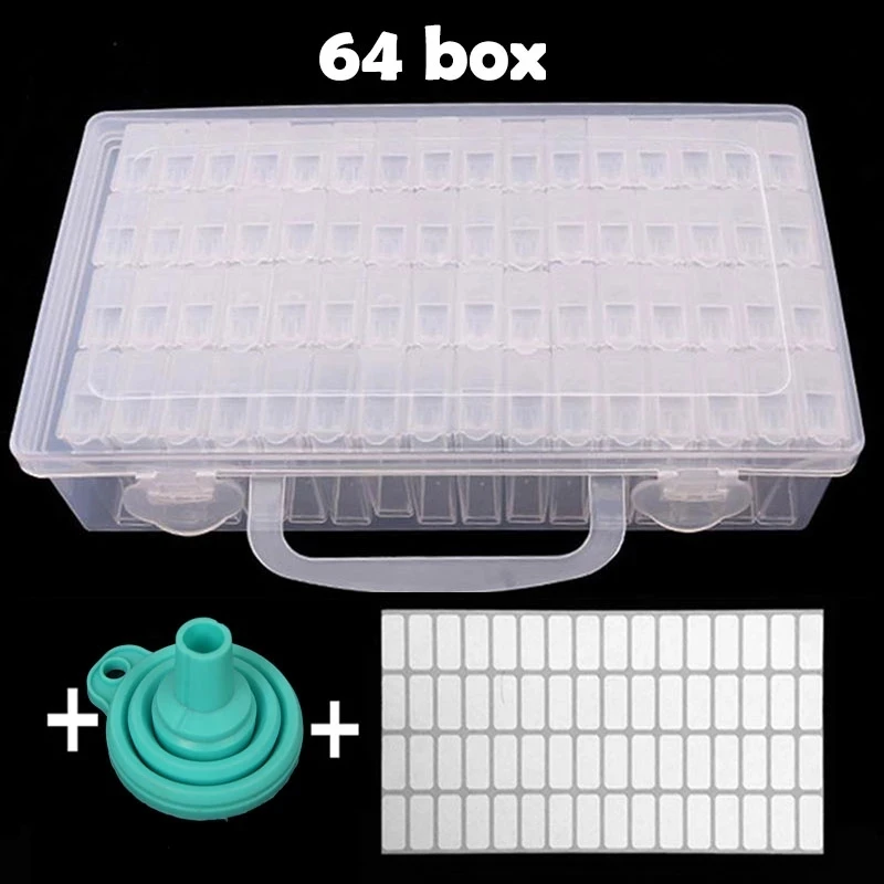 

64pcs Diamond Painting Tools Accessories Storage Box Beads Container Diamond Embroidery Stone Diamont Mosaic Box