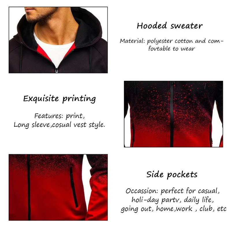 

Men's Casual Hoodies Men 3D Digital Printing Hooded Sweatshirt Coat Mens Hip-Hop ZIP Hoody Sportswear Tracksuit Male Streetwear