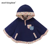 mudkingdom winter kids fleece lined floral hooded cape girl lightweight coat jackets baby cape cloaks for girls loose outerwear