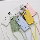 Чехол с сердечками для Huawei P30 P20 P40 Honor 20 10 10i 10X Lite E Pro Y6 Y7 Y9 P Smart 2019 2021 9X ожерелье со шнурком чехол