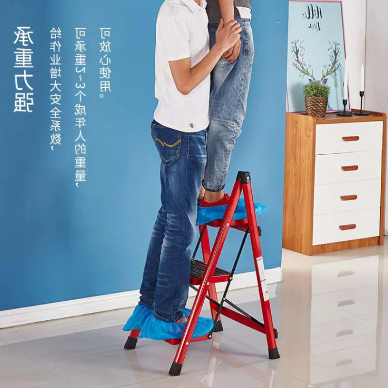 

folding step ladder stool three-step thickened iron pipe indoor ladder three-step ladder kitchen ladder